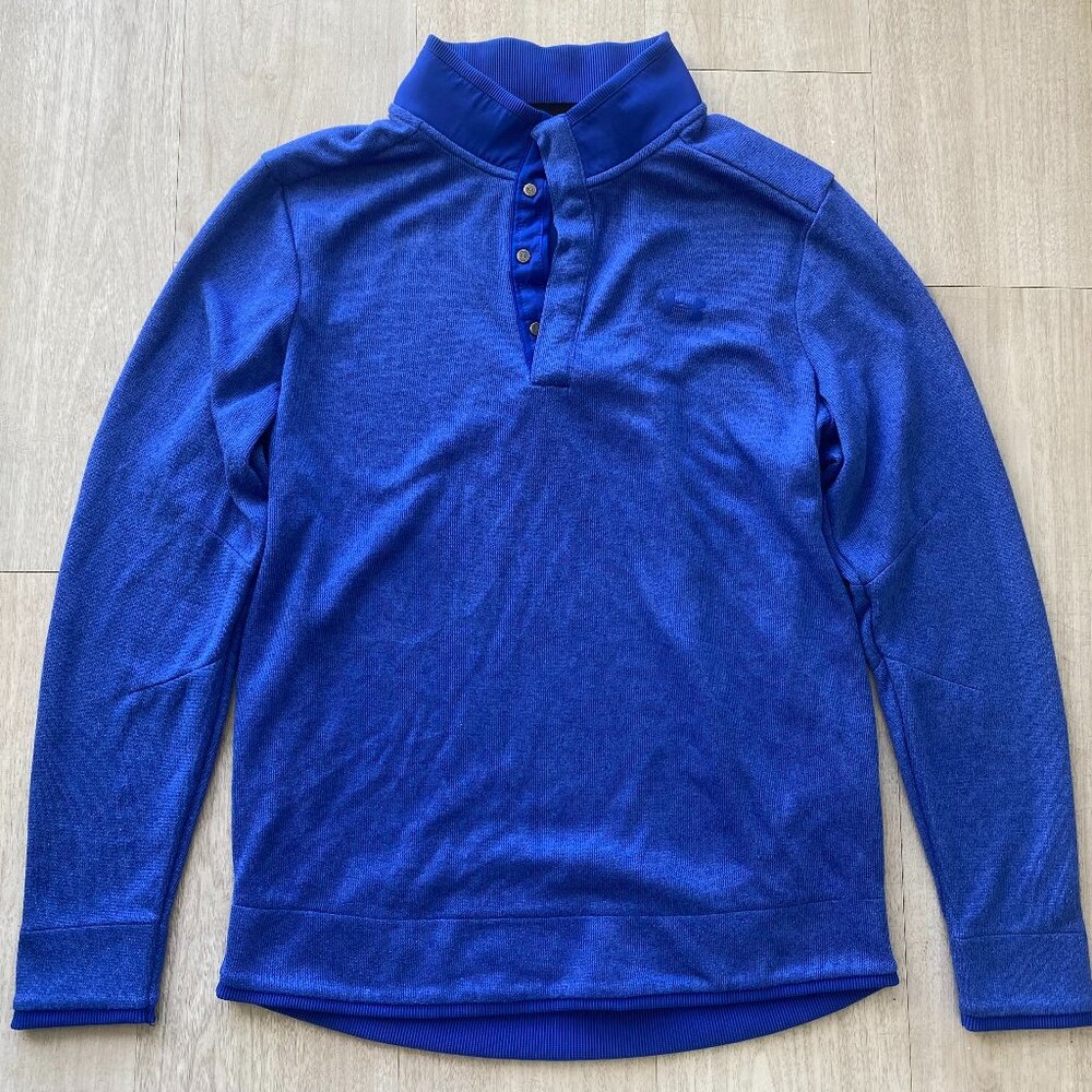Under Armour Golf ColdGear Men Medium Size Blue Pullover Snap Mock Neck Sweater